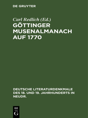 cover image of Göttinger Musenalmanach auf 1770